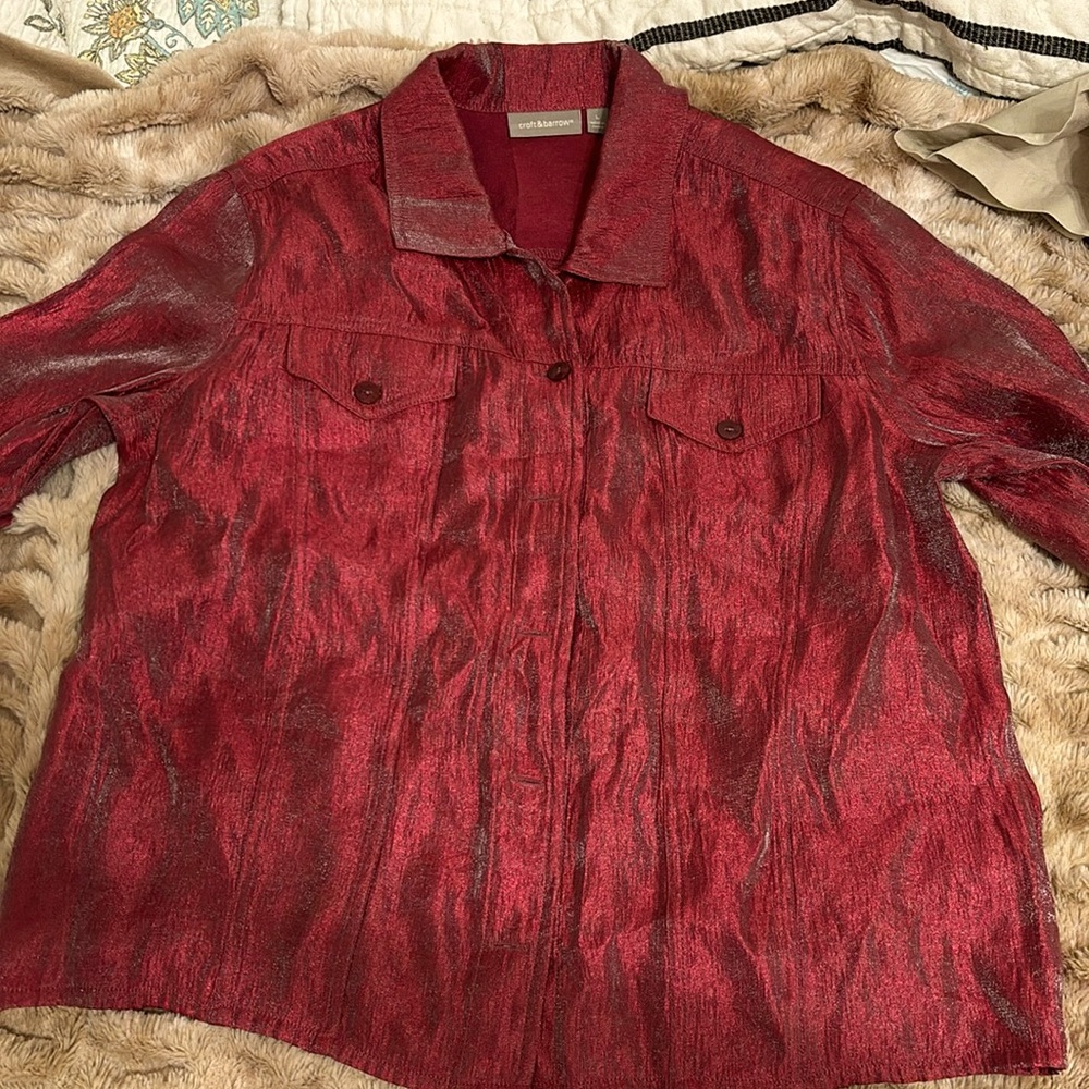 Light Red Satin look Shirt-Jacket